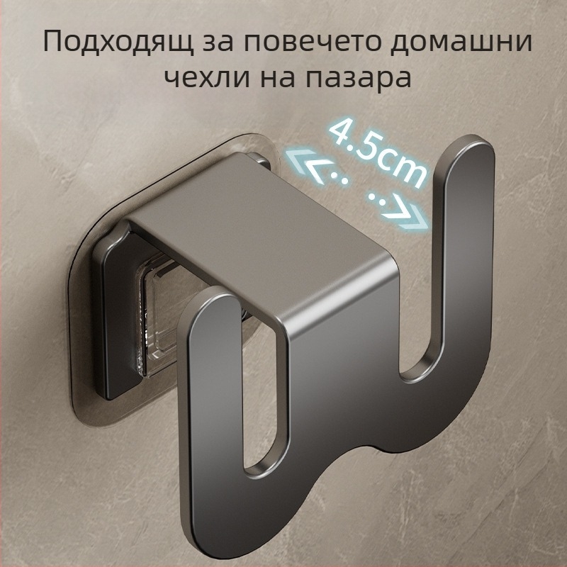 Стенен органайзер за чехли за баня, въглеродна стомана, монтаж без пробиване, дренажни куки, стил светъл лукс