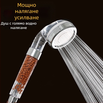 Преносима душ глава с отрицателни йони, ABS материал, режими на масаж и дъжд, монтаж с резба
