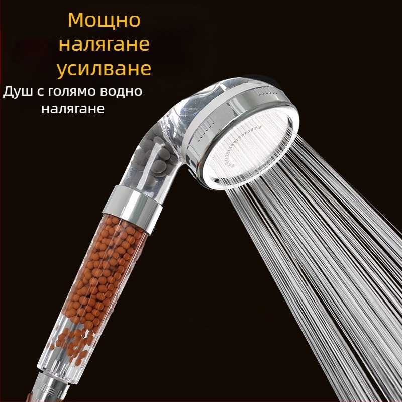 Преносима душ глава с отрицателни йони, ABS материал, режими на масаж и дъжд, монтаж с резба