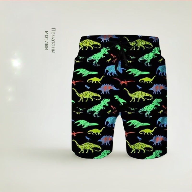 Мъжки плажни шорти с 3D принт, бързосъхнещи, минималистичен принт, полиестер 80% в смес с химично влакно, лято 2023