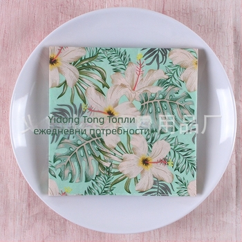 Салфетка със скандинавски стил тропически принт на джунглата, 3-пластова, първична дървесна пулпа, 20 листа, 70 г, печат на лого наличен