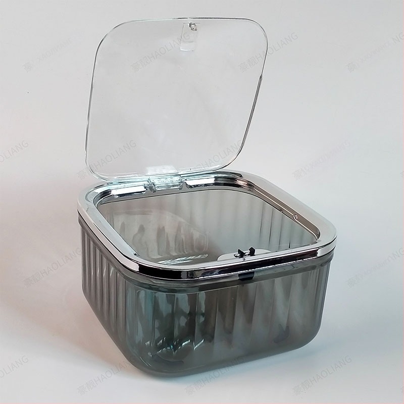 Пластмасов настолен кош за отпадъци с капак, който се натиска, квадратен, капацитет под 4 л, за домашна употреба