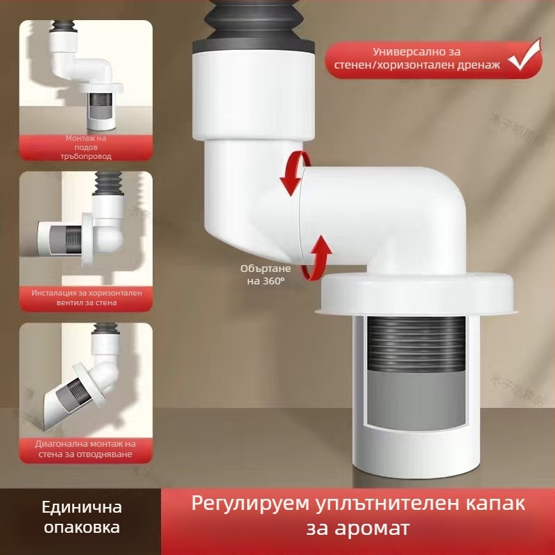 Стенно монтиран дренажен клапан с ABS и силикон, повдигащ механизъм, британски тип дренаж, модерен минималистичен стил (Lj wall row)