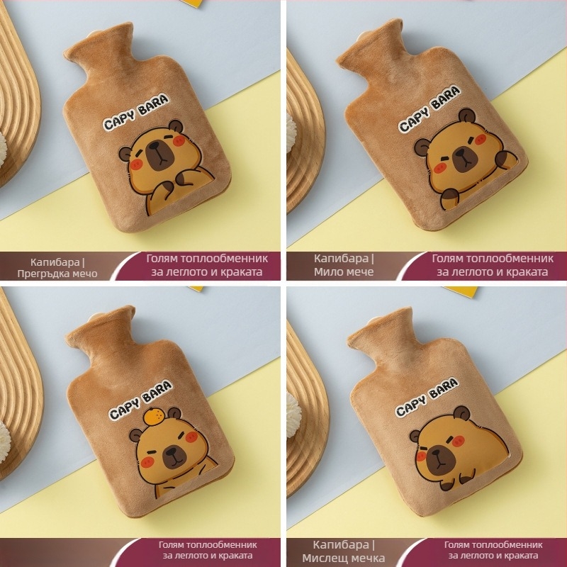 Плюшена бутилка с гореща вода, симпатичен дизайн; висококачествен PVC с висока плътност; отопляване чрез пълнене с вода; многофункционална за ръце, крака, талия, корем, глава и гръб; двойно приложение, горещо и студено.