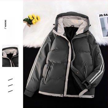 Мъжко качулено яке с дебел пълнеж – свободен силует, цип отпред, странични джобове, полиестерна материя за зима