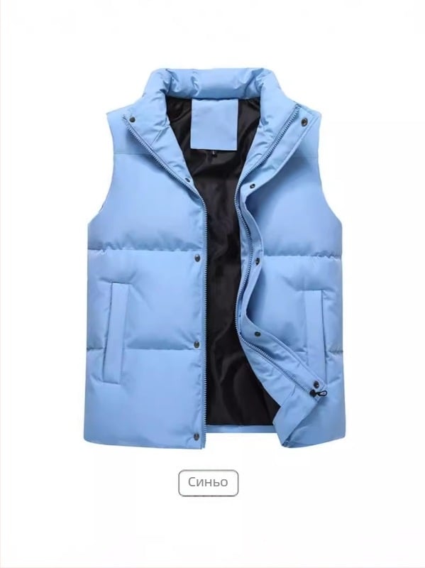 Корейски стил утеплена безръкав жилетка, свободна кройка, полиестерен външен слой с полиестерна подплата