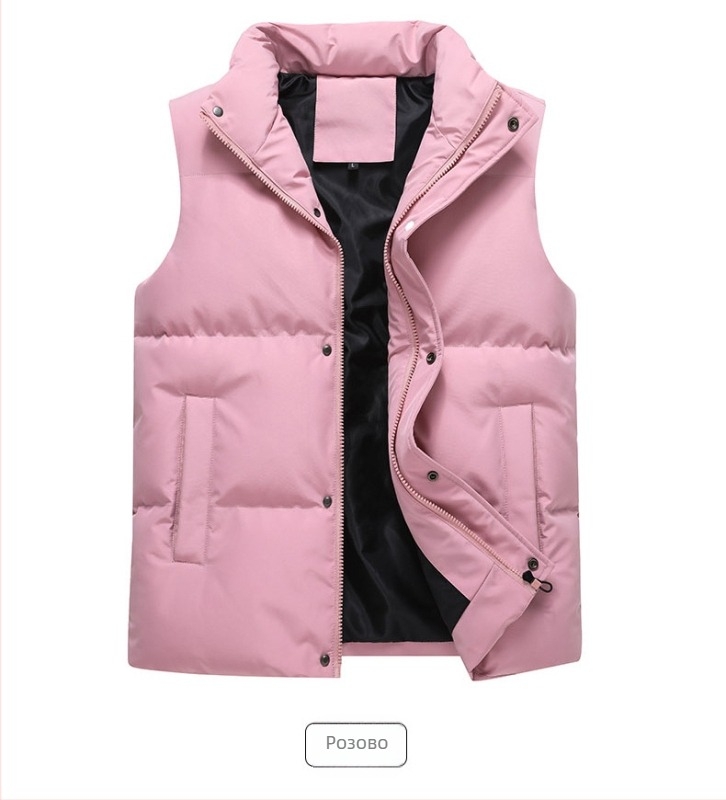 Корейски стил утеплена безръкав жилетка, свободна кройка, полиестерен външен слой с полиестерна подплата