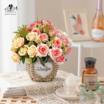 Изкуствени рози – копринени цветя, ръчно изработени, Nordic серия, 960 броя в опаковка