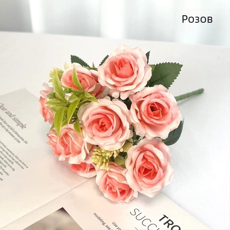 Изкуствени рози – копринени цветя, ръчно изработени, Nordic серия, 960 броя в опаковка