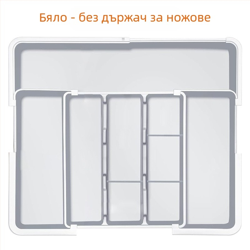 Разтегателен органайзер за кухненски прибори в чекмеджето — вградена конструкция, прост и модерен стил, модел 8045, PP/ABS