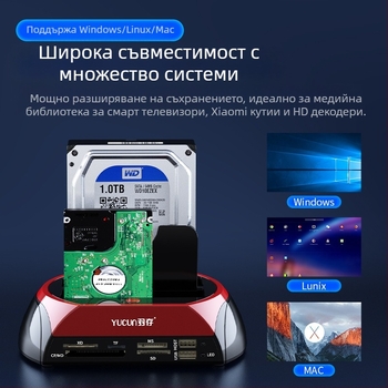 Кутия за външен твърд диск IDE/SATA 2.5/3.5, USB 2.0 интерфейс, поддържа до 6TB