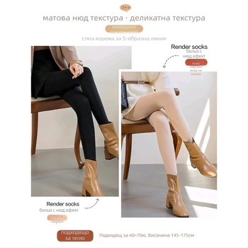 Чорапогащи за дами от нейлон с микро компресия за оформяне на крака, невидими, повдигане на седалището, солиден модел, средна плътност