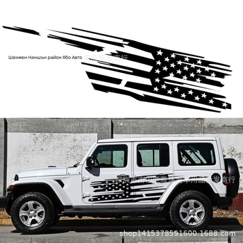 D-1277 Wrangler лепенка за купето с ивици и графика на националния флаг, PVC винил, силно залепване, за външно ползване, серия ивици