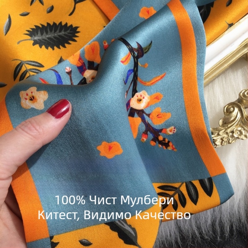 Шал от мулбери коприна, стил Хепбърн, на точки, сатенен финиш