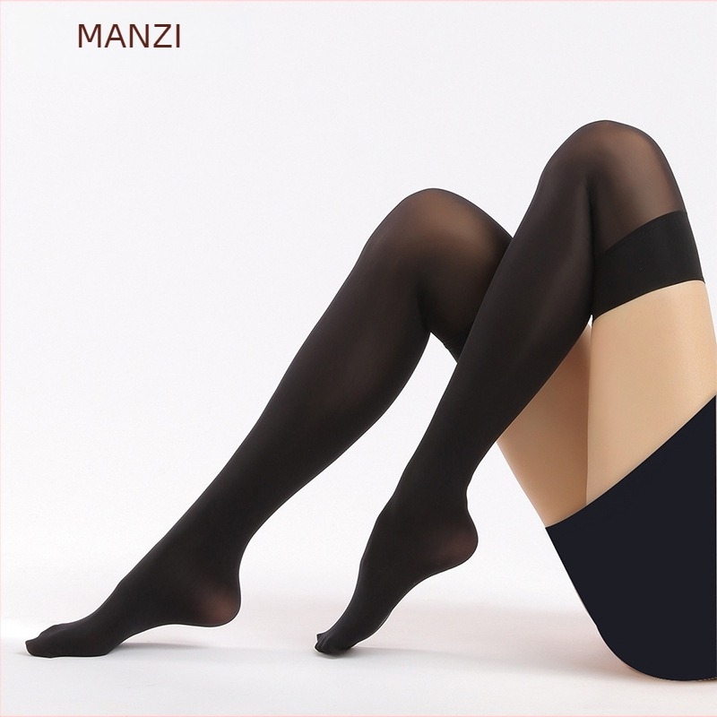 Manzi найлонови чорапи над коляното, едноцветни, тънки, дълга тръба, висока еластичност