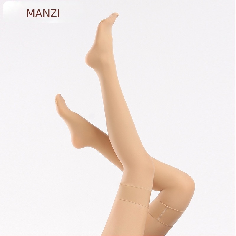 Manzi найлонови чорапи над коляното, едноцветни, тънки, дълга тръба, висока еластичност