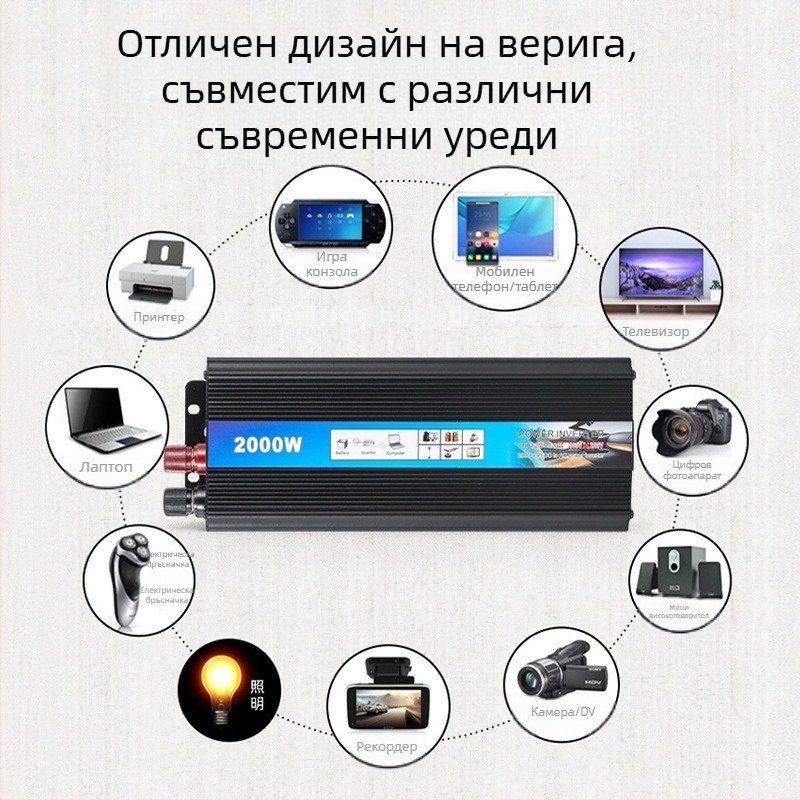 Keithia автомобилен инвертор 12V/24V/48V/60V към 220V, 500W/1000W/2000W
