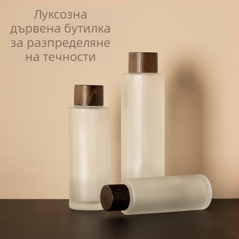Бутилка за етерично масло с матово стъкло, капак от ясеново дърво, дървен капак, персонализируем етикет, толеранс ±0.5 ml