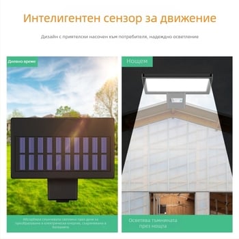 LED слънчево улично осветление с интегриран корпус, датчик за движение, IP65 водоустойчиво, 3W, живот 50 000 ч