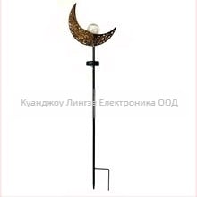 Соларна градинска лампа с кована луна – ажурен мотив, LED 0.5W, IP65, 6–12 ч, модел LZBK-TY-23001
