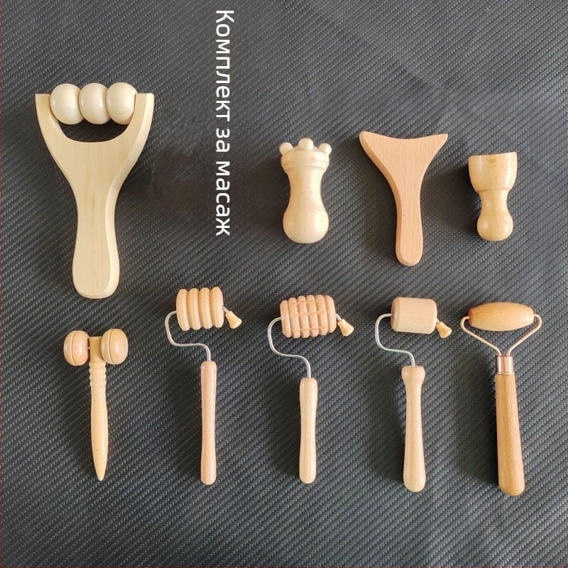 Масажор за гръб за цялото тяло — рамене и гръб, мултифункционален валяк, бук дърво (Марка: Zuo zhi; Контрол: механичен; Материал: бук дърво)