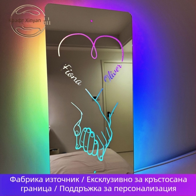 DIY аксесоари за бижута - персонализирано име, гравирана акрилна светеща огледална висулка, Зима 2024, Xinyan crafts