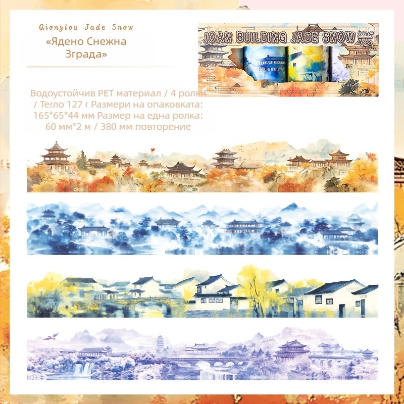 Комплект ленти за скрапбукинг за дневник | 2 стила, ретро стил, PET материал, печатна техника, артикул DR967911948241, марка MOKING TRAVEL