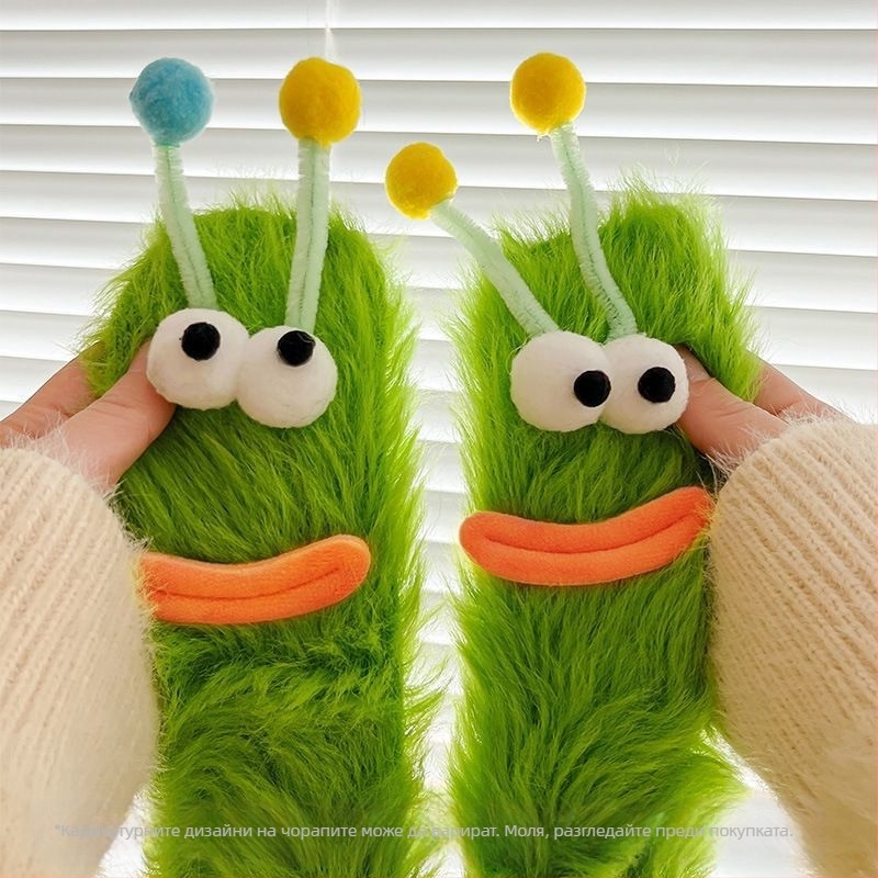 Дамски чорапи с мультяшен дизайн и цветни блокове, найлонови, дезодориращи, с къс маншет, ежедневни