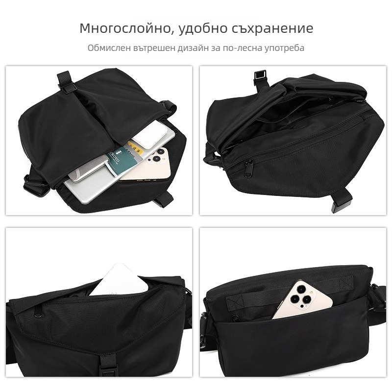 Унисекс кроссбоди чанта с капак, модерен уличен стил, ежедневна и универсална, матова малка чанта