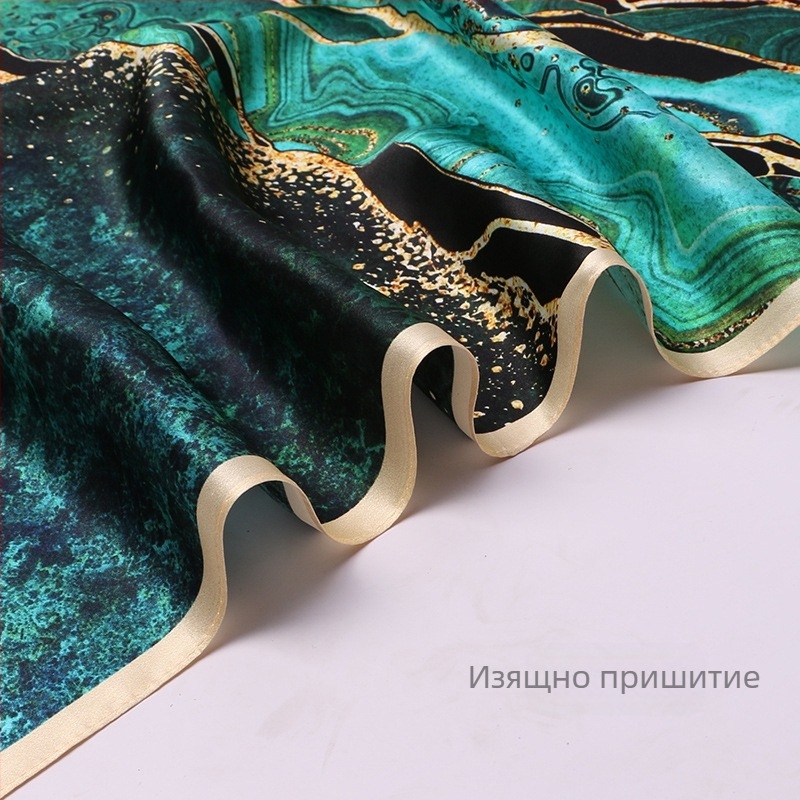 Копринен квадратен шал, 100% коприна, гладко преплитане, летен аксесоар