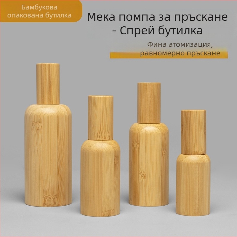Спрей бутилка с капак от бамбук — материал Нанжу, издувана форма, полирано покритие, персонализируем дизайн