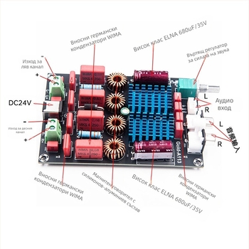 Gold-A113 TPA3116 2.0 цифрова усилвателна платка с двойни чипове, WIMA кондензатори, 100W×2