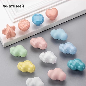 Дръжка за шкаф с анимационни мотиви: морска звезда, облак и охлюв; цинкова сплав; оксидирано покритие; еднодупкова за шкафове и чекмеджета