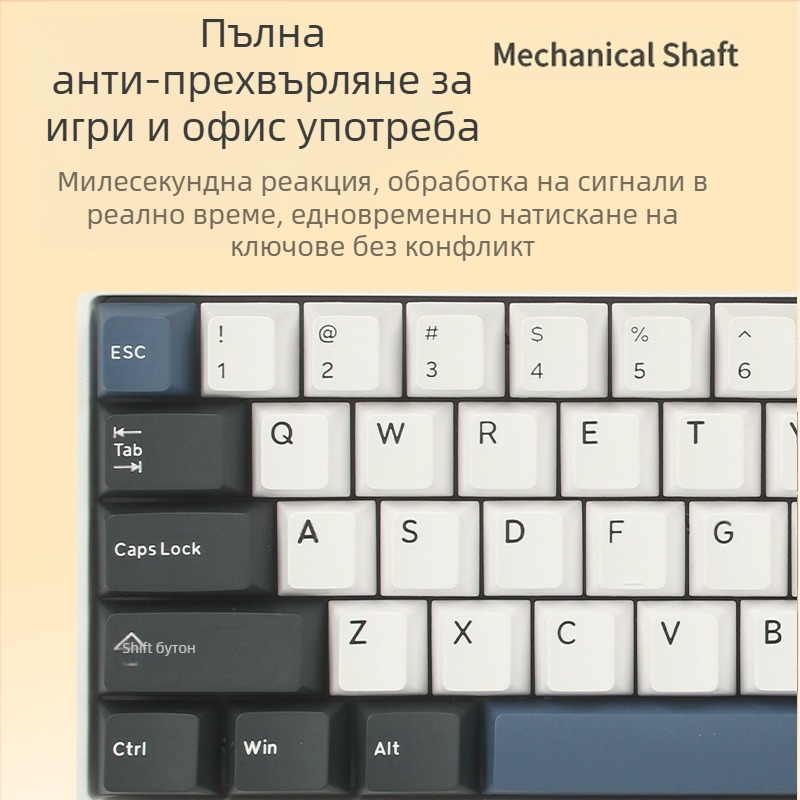 Механична клавиатура, 99 клавиши, USB-C и Bluetooth 2.4G, RGB подсветка, водоустойчива, дизайн с двойни крила