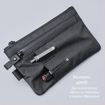 Унисекс многофункционална чанта за инструменти с интегриран портфейл за паспорт и картодържател, портфейл с едно сгъване, полиестер, сгъваема, за ежедневна употреба