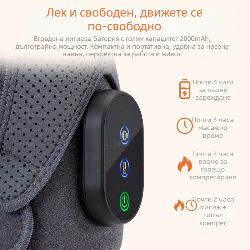 Масажор за рамо с отопление и вибрационен масаж – 7W, 5V, диапазон 35-45°C, три нива на управление