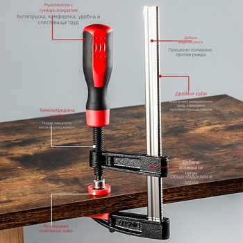 F клип за дървообработване, марка Enjoy, материал Ma steel + cast iron, приложение: дърводелско закрепване