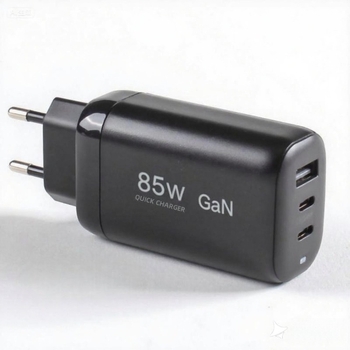 PD85W GaN USB-C зарядно с три порта, вход 110-240V, изход 0.5-12V, OEM наличен