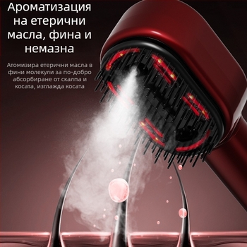 Електрическа масажна гребенка с мъгла от етерично масло за здрав скалп и грижа за косата — Модел 001; Лансиране: 2025; Скорост: 1; Артикул: 002