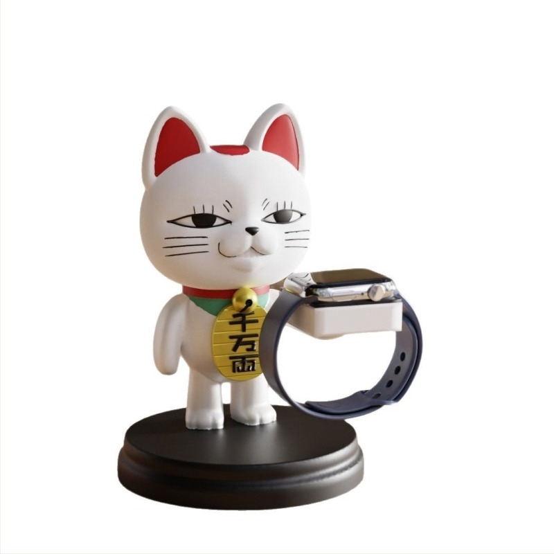 Държач за зареждане на часовник с късметлийска котка, смола, съвместим с Apple Watch и Huawei Watch, китайски стил, настолен органайзер