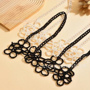 Ръчно тъкана презрамка за тиранти с аксесоар за талия и низ мъниста във форма на кухи цветя (Пролет 2025)