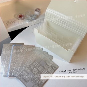 Кутия за съхранение на стикери за маникюр, сгъваема, прахоустойчива, прозрачна, устойчива на надраскване, пластмасова