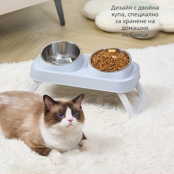 Котешка и кучешка купа против преобръщане, купа за пиене за котки, двойна купа за храна на котки малки и средни породи, аксесоари за домашни любимци