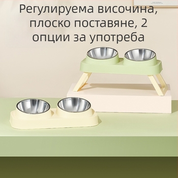 Котешка и кучешка купа против преобръщане, купа за пиене за котки, двойна купа за храна на котки малки и средни породи, аксесоари за домашни любимци
