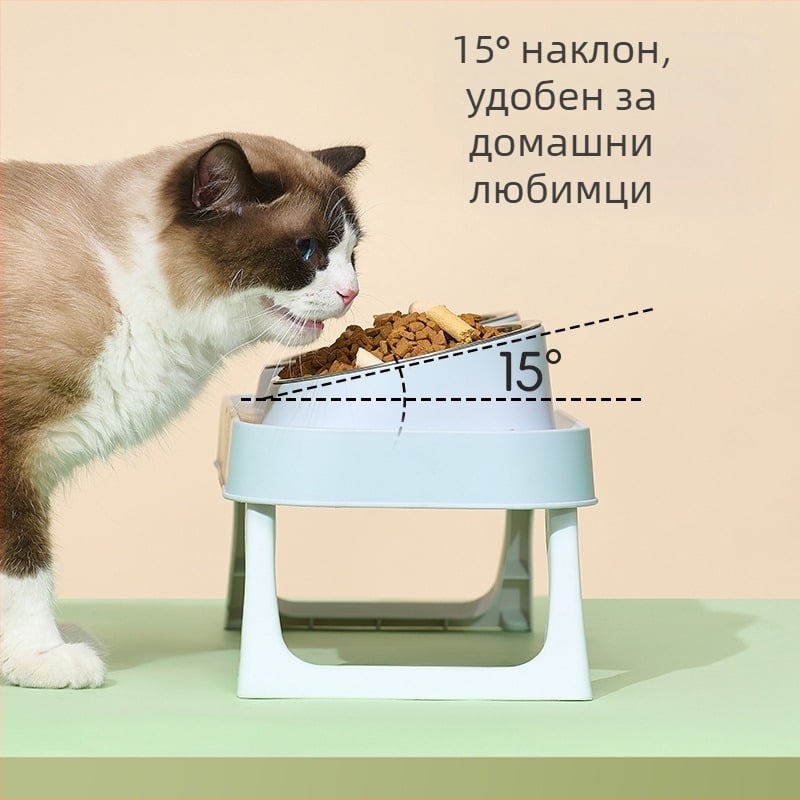 Котешка и кучешка купа против преобръщане, купа за пиене за котки, двойна купа за храна на котки малки и средни породи, аксесоари за домашни любимци