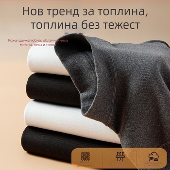 Мъжка термо риза с полу-висока яка, дълги ръкави, полиестер с подплата от полар, дебелина 201-250 г/м²
