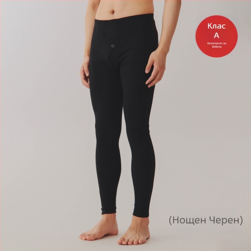 Мъжки памучни термални долнища, плътни 251–300 г/m², антибактериални, антипилинг, слим фит, дълги