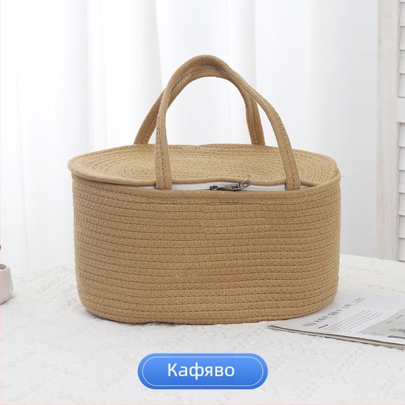 Кошница за съхранение от памучно въже – портативна, модел: памучна въжена кошница за съхранение, стил: модерен минимализъм