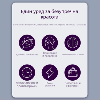 Neolithic Три в едно устройство за красота за лице – почистване на лицето и подмладяване на кожата, ABS корпус, IPX1 водоустойчиво, модел SM18, преносимо за домашна употреба.