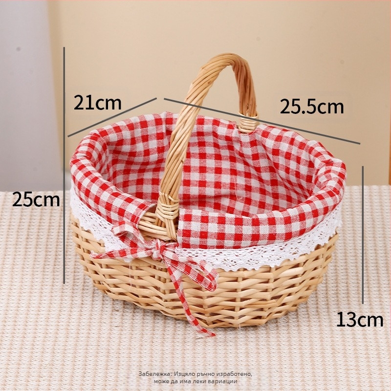 Кошница от върба за яйца и плодове, ръчно плетена, персонализируема, картонена опаковка